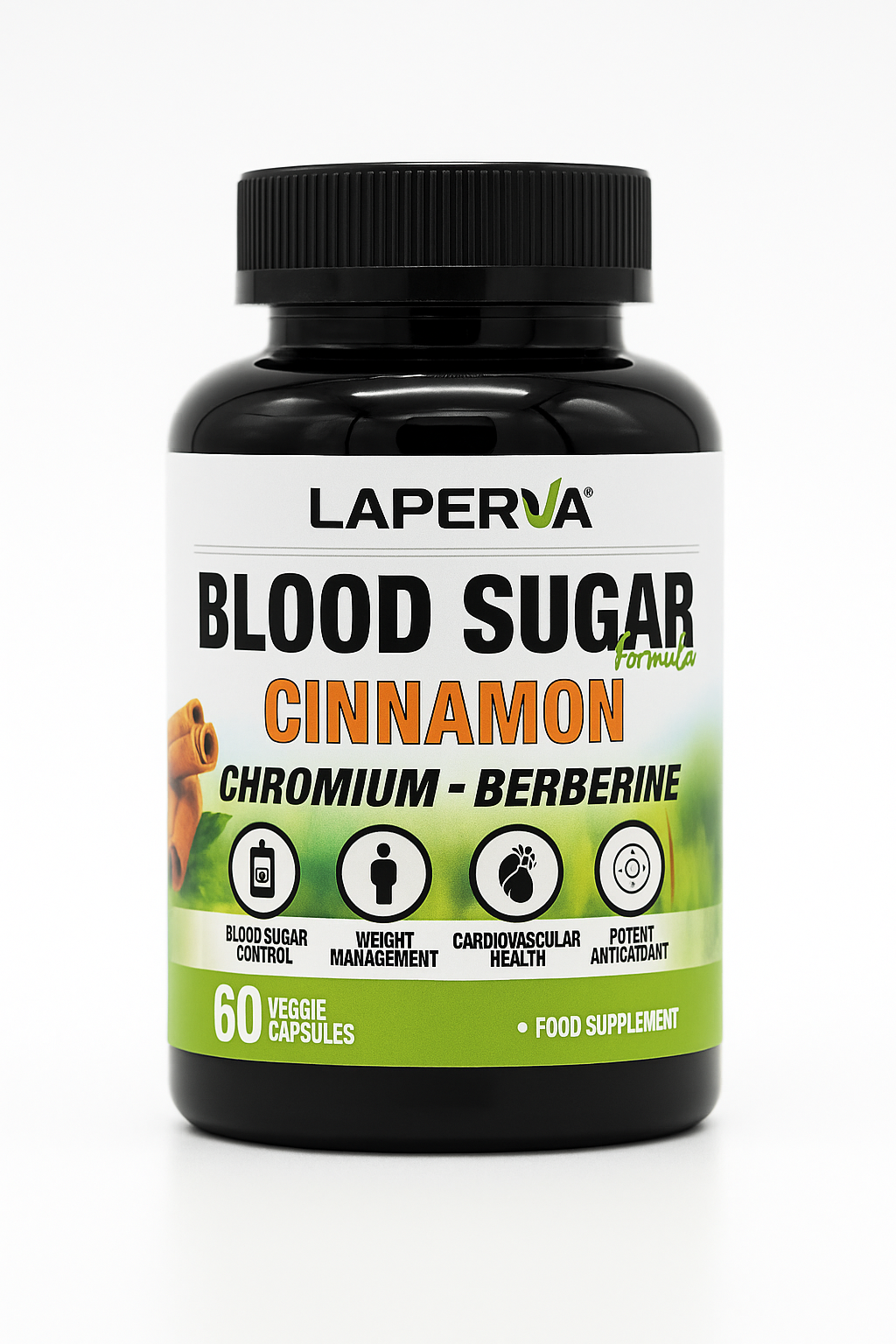 Laperva Blood Sugar Formula – Cinnamon, Chromium & Berberine (60 Veggie Capsules)