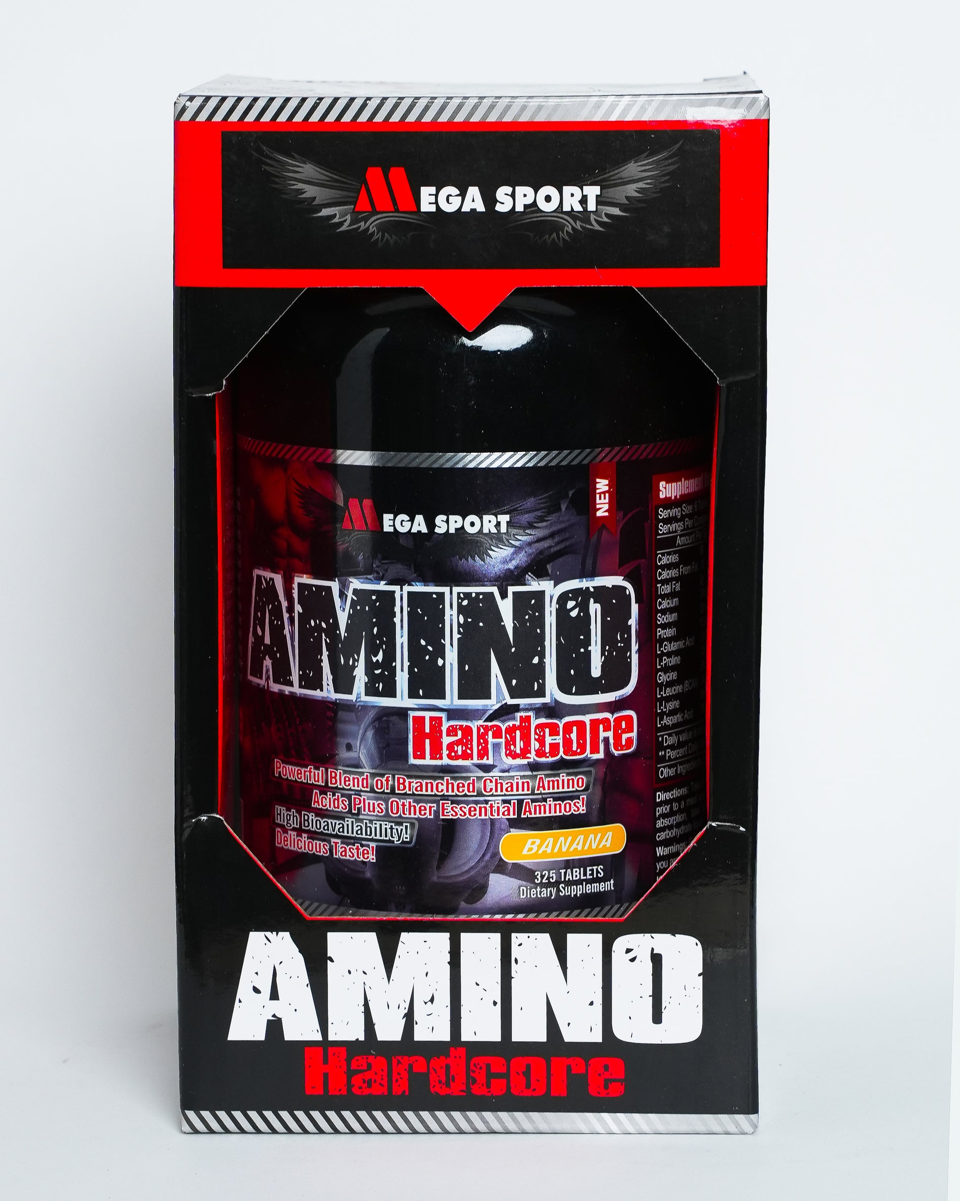 Mega Sport AMINO Hardcore – Banana Flavor | 325 Tablets Amino Acid Supplement