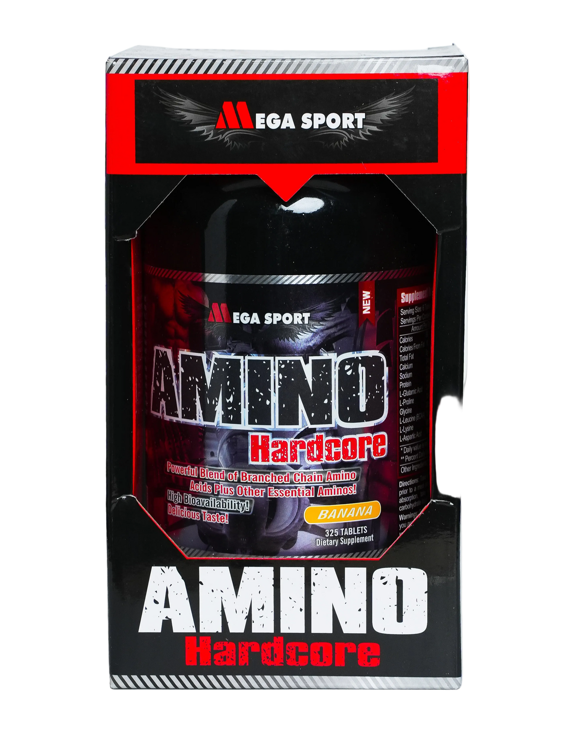 Mega Sport AMINO Hardcore – Banana Flavor | 325 Tablets Amino Acid Supplement