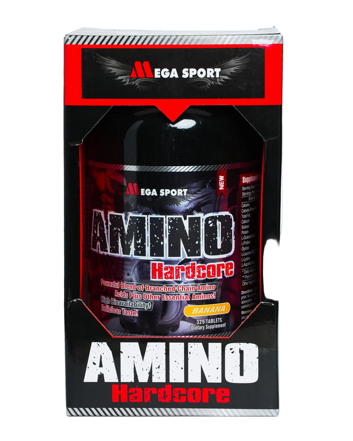 Mega Sport AMINO Hardcore – Banana Flavor | 325 Tablets Amino Acid Supplement