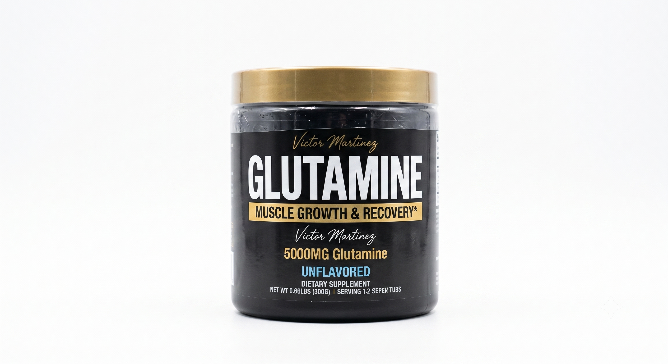 Victor Martinez Glutamine Powder – 5000mg Unflavored Amino Acid for Muscle Growth & Recovery (300g)