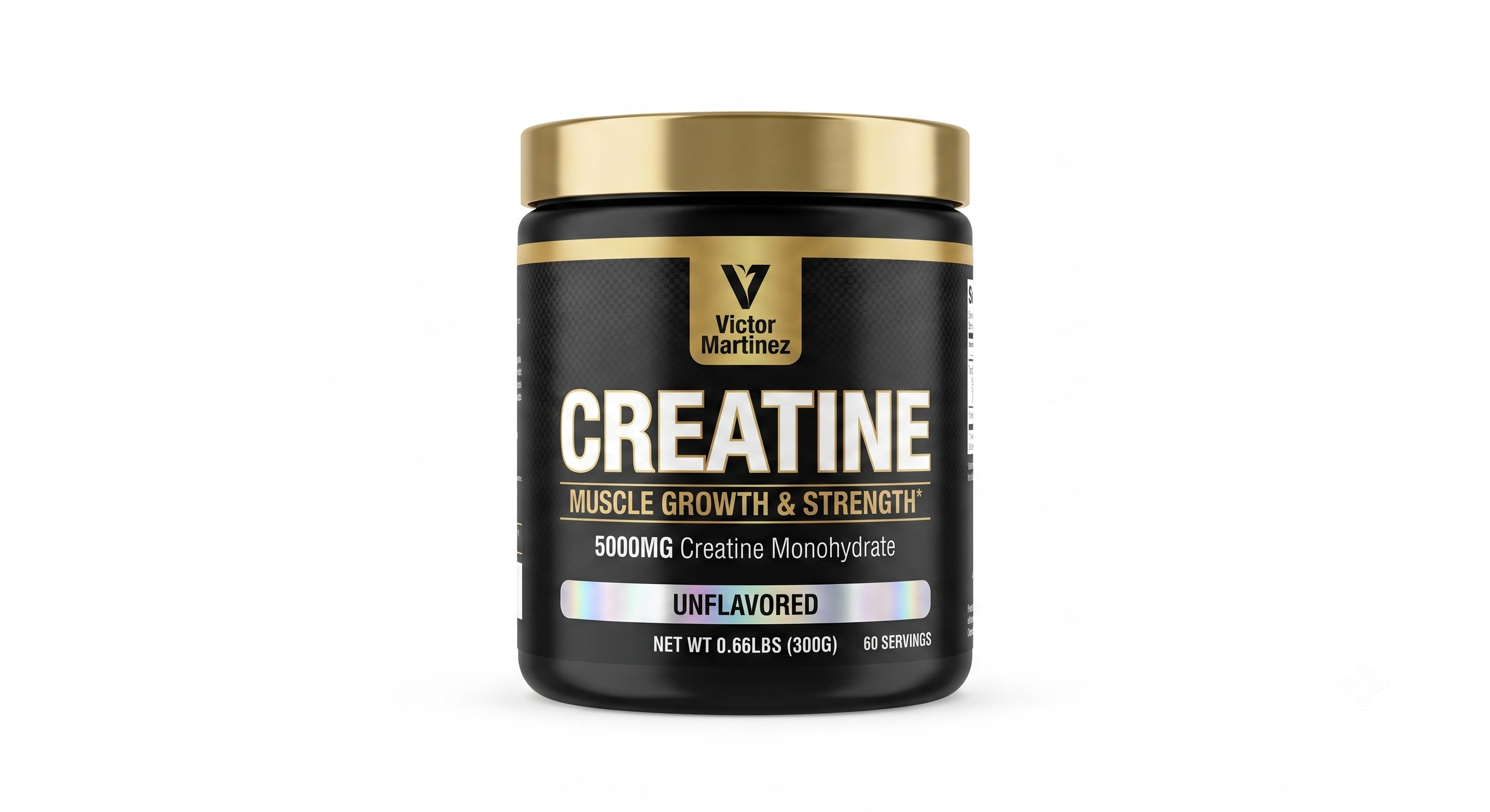Victor Martinez Creatine Monohydrate 5000mg – Pure Unflavored Powder for Muscle Growth & Strength (300g, 60 Servings)