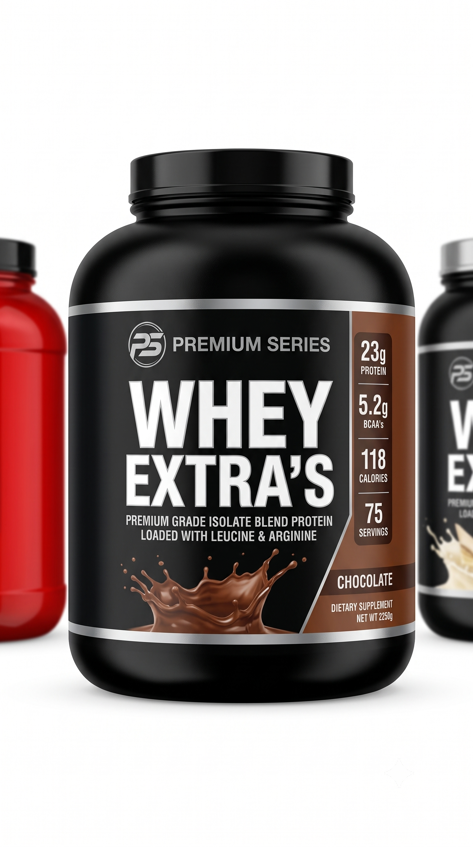 PS Premium Series WHEY EXTRA'S Isolate Blend Protein Powder – Chocolate Flavor (2250g, 75 Servings)